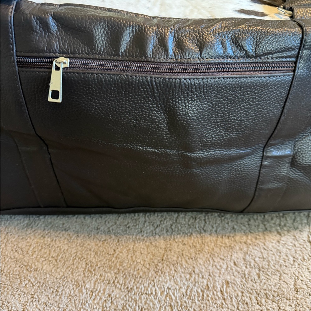 Genuine Cowhide weekender Bag- black and white hair on hide travel duffel bag - Picture 6 of 8